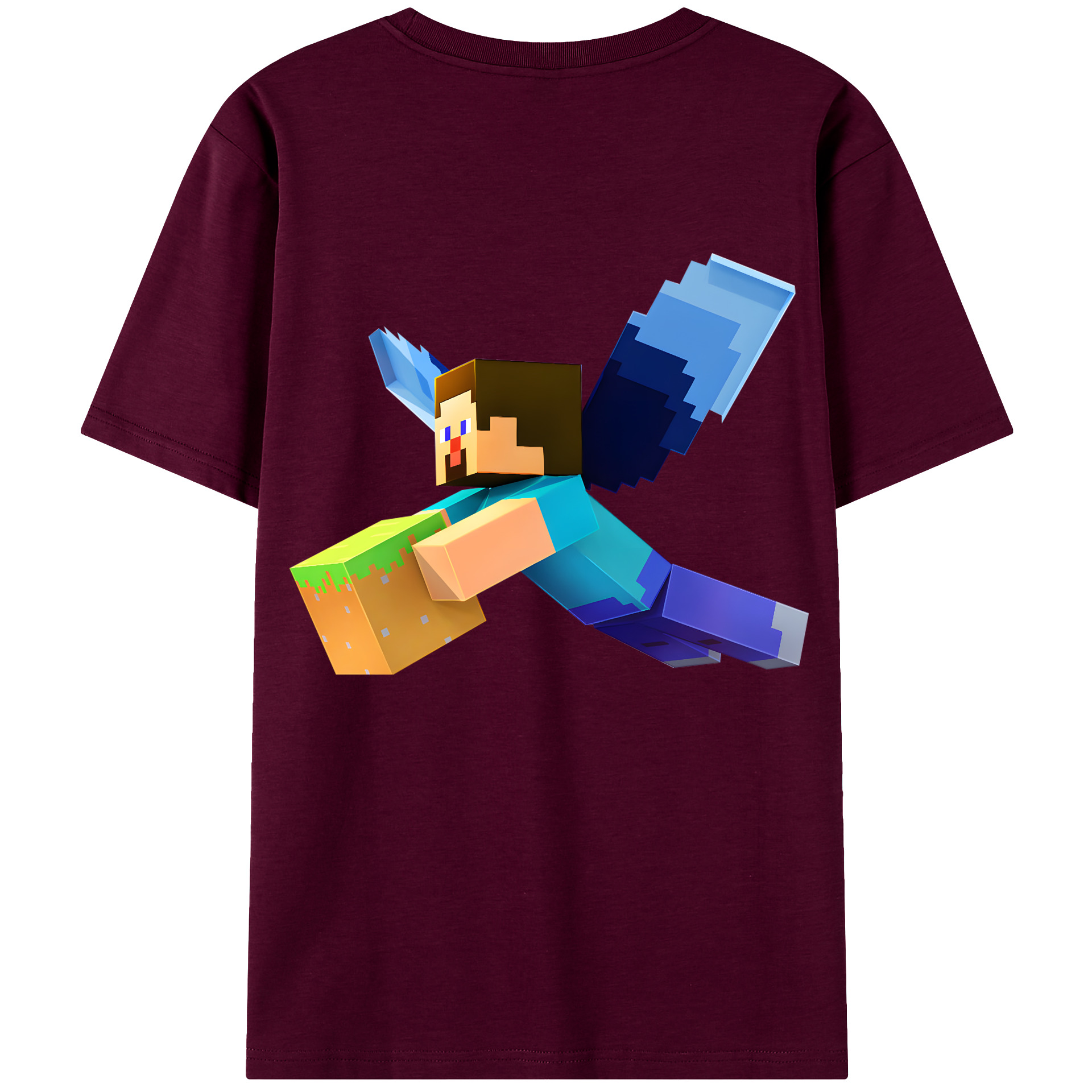 （画像用） マインクラフト ブロックの世界 Minecraft MC Block world レディース半袖Tシャツ(バックプリント)